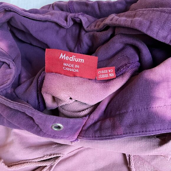 Supreme Siouxsie Sioux Purple Pink Bleached Holes Hoodie Sweatshirt Medium - Picture 3 of 7